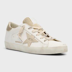 Guaranteed Authe Golden Goose Super-Star Leather Sneakers Size 37 White and Gold